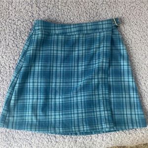 Blue plaid brandy Melville wrap skirt